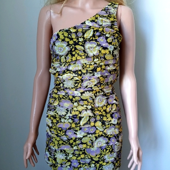 Zara One Shoulder Floral Mini Dress Women's Size X-Small NEW - Picture 7 of 12